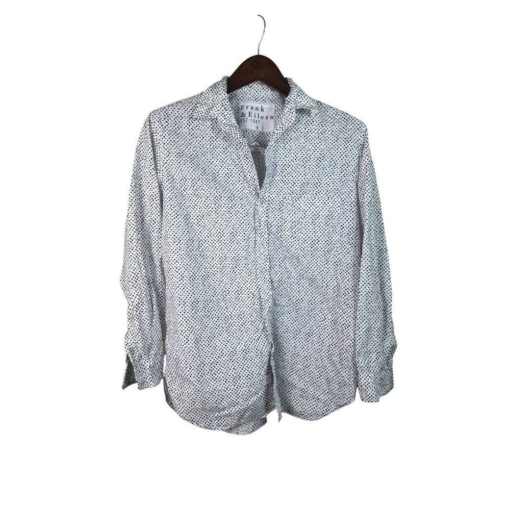 Frank & Eileen Shirt Joedy Boyfriend Woman's Small Gray Floral Cotton Poplin‎